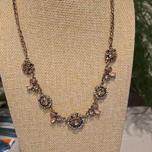 Delicate Gold and Pink Floral Necklace